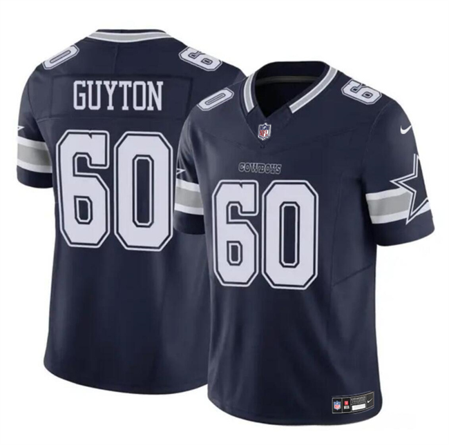 Men's Dallas Cowboys #60 Tyler Guyton Navy 2024 Draft F.U.S.E Vapor Untouchable Limited Stitched Football Jersey
